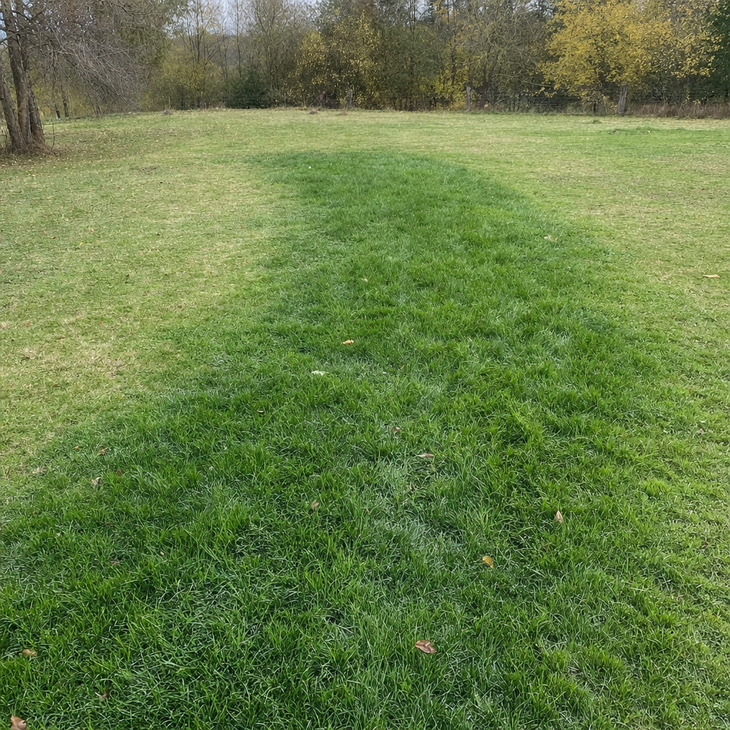 A soggy, unusually green patch of lawn over the drain field of a Burnsville home, a sign the septic tank needs pumping